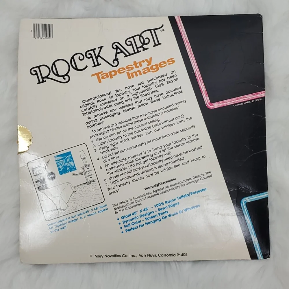 Vintage 1984 Rock Art Tapestry Images wall handing